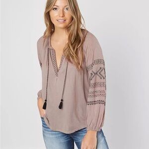 Lucky Brand Peasant Top in Tan